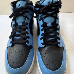 Nike Air Jordan 1 Mid University Blue Black Shoes - Size 10